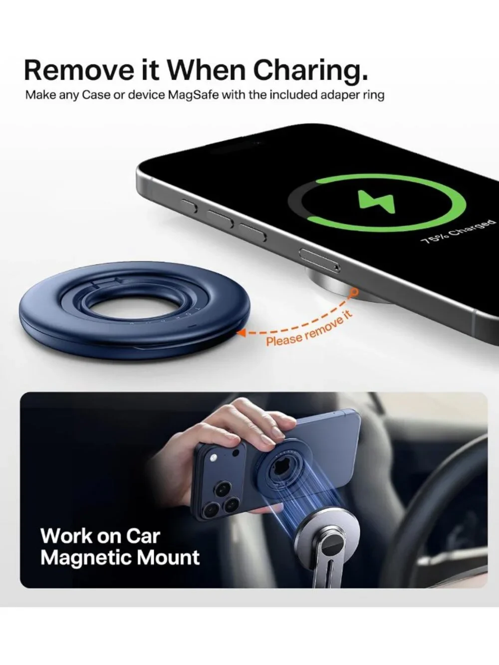 360° Magnetic Phone Grip Ring Holder Kickstand - Stylish Blue Accessory